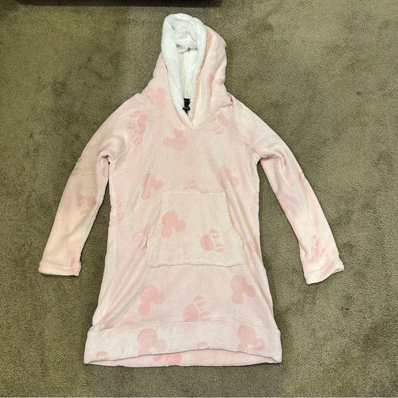 Disney Minnie Mouse Fleece Lounge Hoodie Robe Pink Comfy - Picture 2 of 3